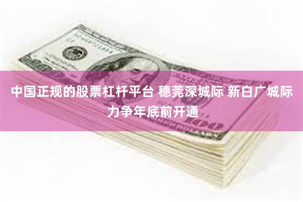 中国正规的股票杠杆平台 穗莞深城际 新白广城际 力争年底前开通