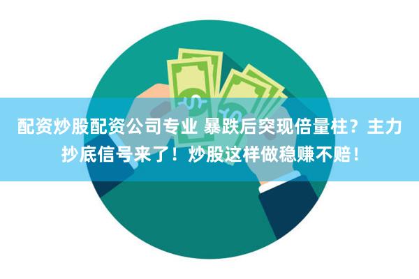 配资炒股配资公司专业 暴跌后突现倍量柱？主力抄底信号来了！炒股这样做稳赚不赔！