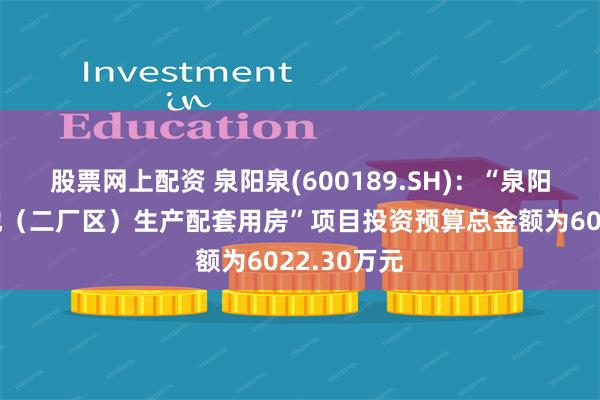 股票网上配资 泉阳泉(600189.SH)：“泉阳泉生产基地（二厂区）生产配套用房”项目投资预算总金额为6022.30万元
