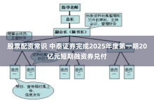 股票配资常识 中泰证券完成2025年度第一期20亿元短期融资券兑付