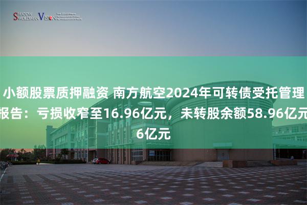 小额股票质押融资 南方航空2024年可转债受托管理报告:亏损收窄至16.96亿元,未转股余额58.96亿元