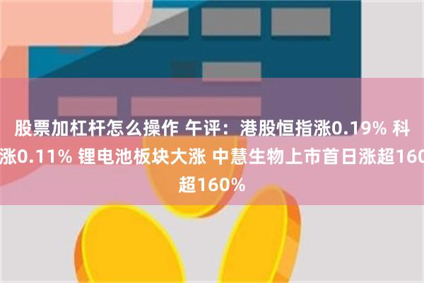 股票加杠杆怎么操作 午评：港股恒指涨0.19% 科指涨0.11% 锂电池板块大涨 中慧生物上市首日涨超160%