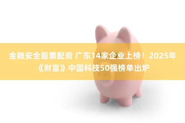 金融安全股票配资 广东14家企业上榜!2025年《财富》中国科技50强榜单出炉