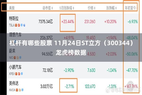 杠杆有哪些股票 11月24日ST立方（300344）龙虎榜数据