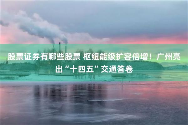 股票证券有哪些股票 枢纽能级扩容倍增！广州亮出“十四五”交通答卷