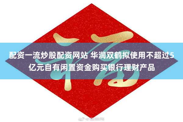 配资一流炒股配资网站 华润双鹤拟使用不超过5亿元自有闲置资金购买银行理财产品