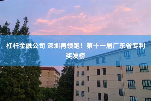 杠杆金融公司 深圳再领跑！第十一届广东省专利奖发榜