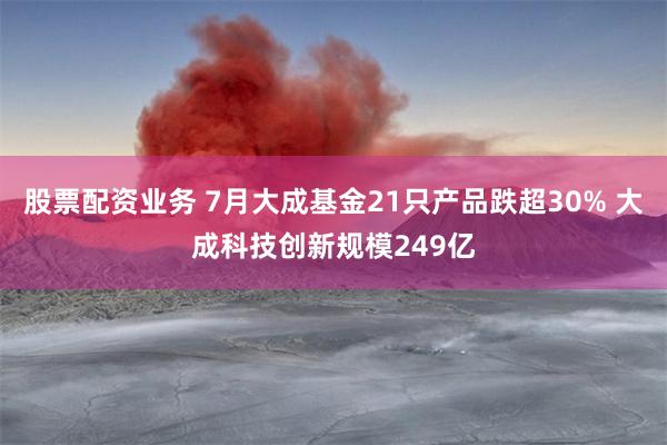 股票配资业务 7月大成基金21只产品跌超30% 大成科技创新规模249亿