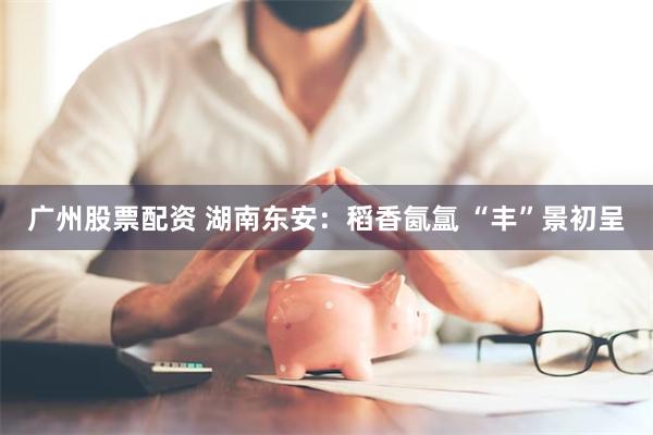 广州股票配资 湖南东安：稻香氤氲 “丰”景初呈