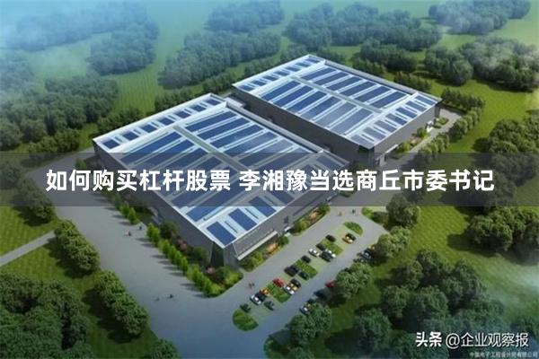 如何购买杠杆股票 李湘豫当选商丘市委书记