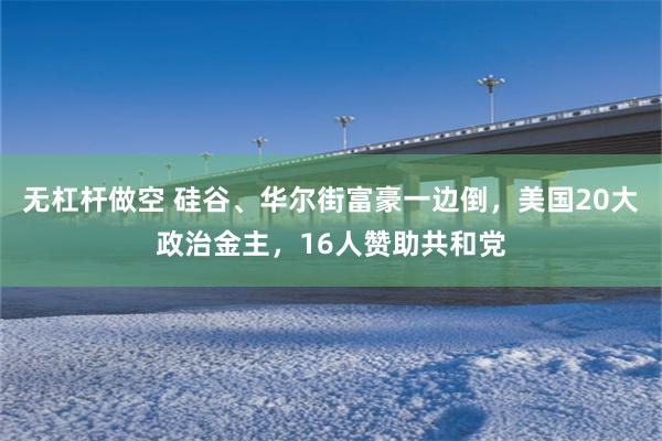 无杠杆做空 硅谷、华尔街富豪一边倒，美国20大政治金主，16人赞助共和党
